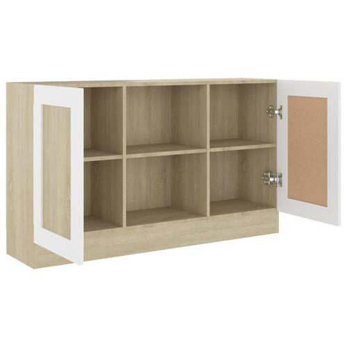 Skænk 120x30,5x70 cm konstrueret træ hvid og sonoma-eg