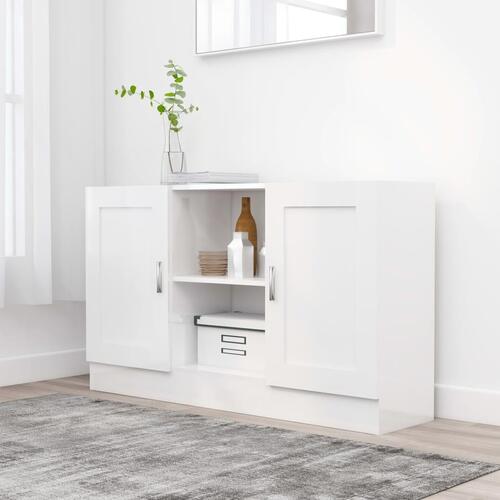 Skænk 120x30,5x70 cm konstrueret træ hvid højglans