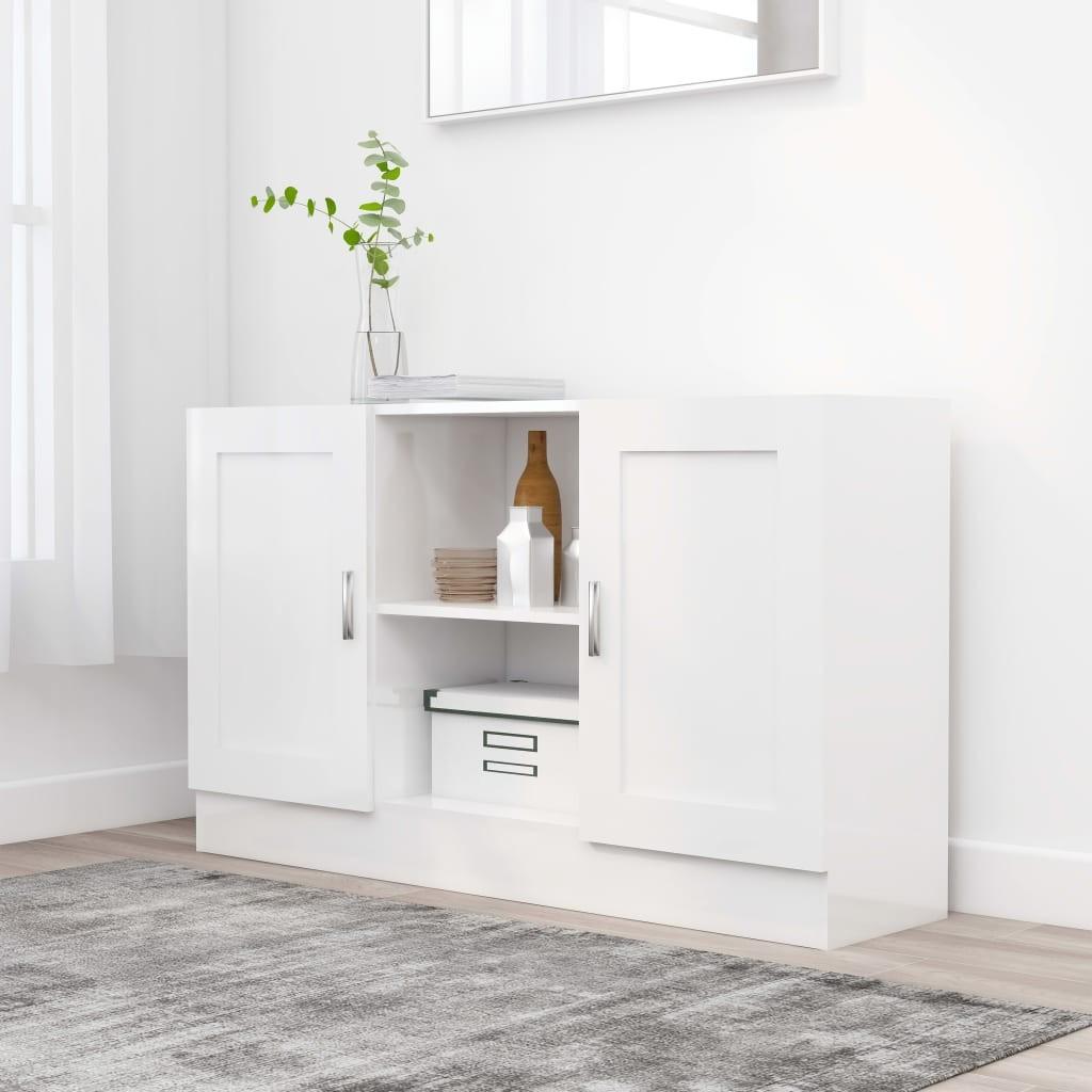 Skænk 120x30,5x70 cm konstrueret træ hvid højglans