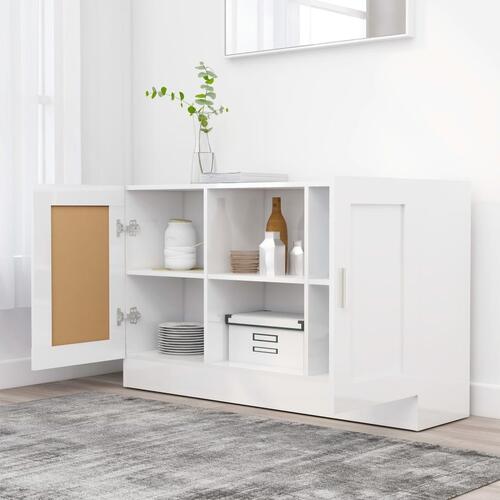 Skænk 120x30,5x70 cm konstrueret træ hvid højglans