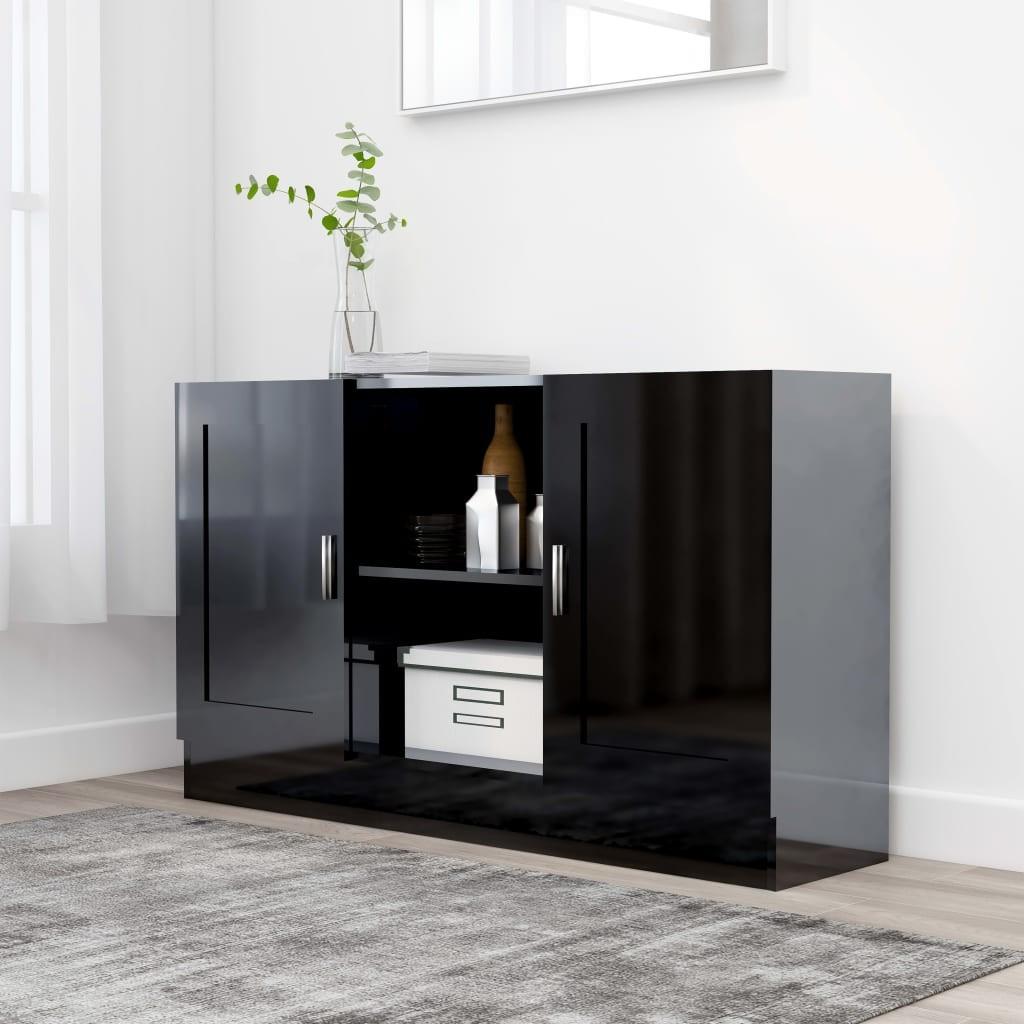 Skænk 120x30,5x70 cm konstrueret træ sort højglans
