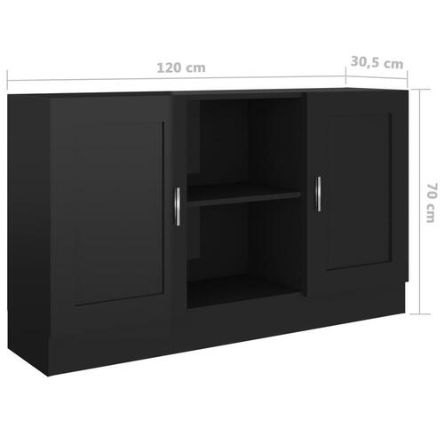 Skænk 120x30,5x70 cm konstrueret træ sort højglans