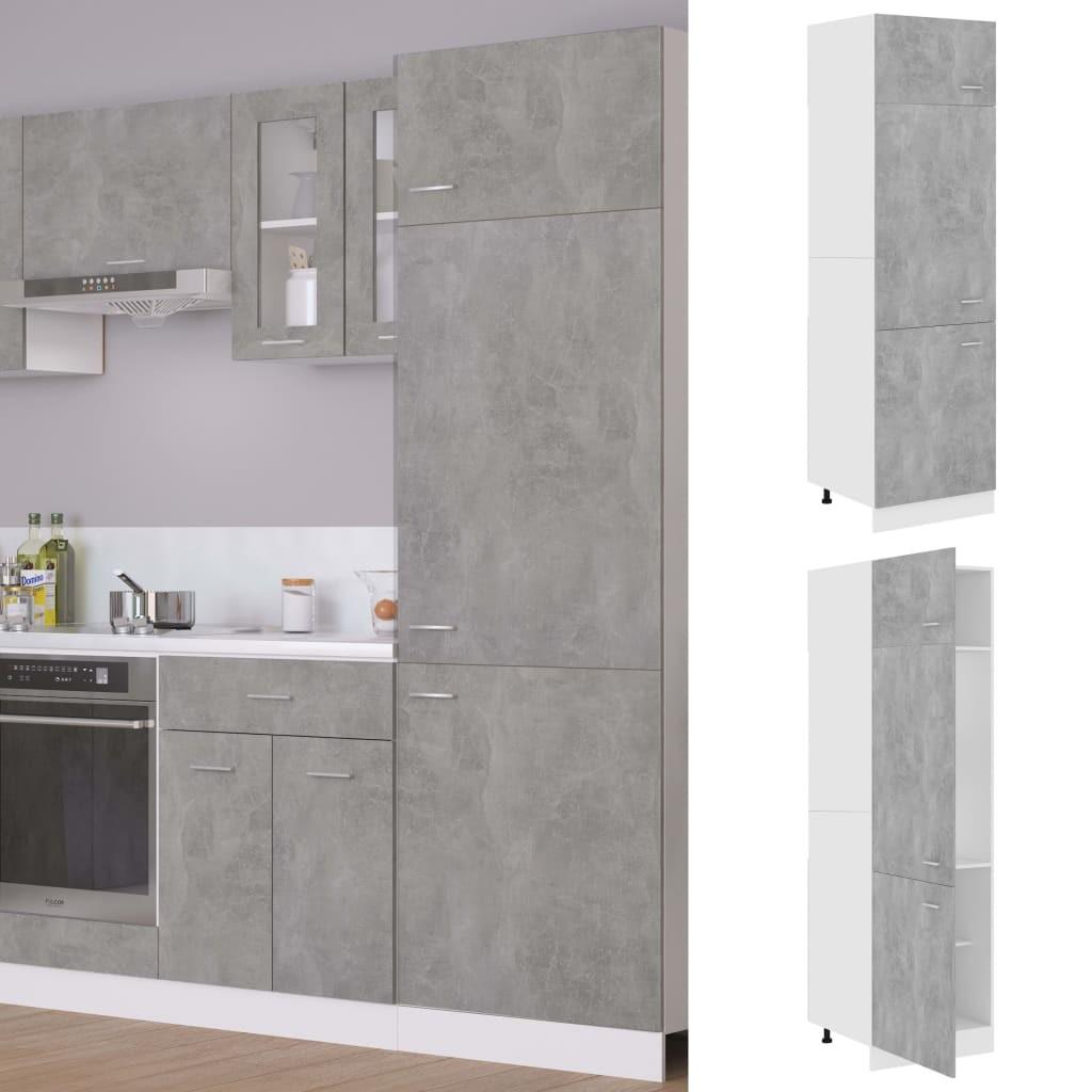 Indbygningsskab til køl 60x57x207 cm konstrueret træ betongrå