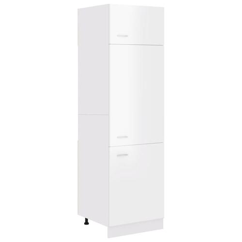 Skab til køleskab 60x57x207 cm spånplade hvid højglans