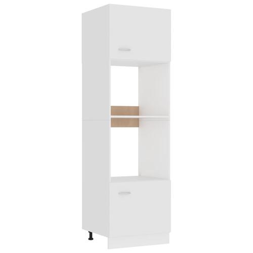 Køkkenskab til mikroovn 60x57x207 cm konstrueret træ hvid