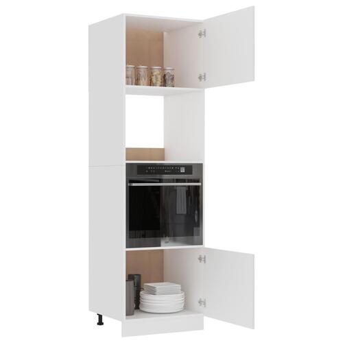 Køkkenskab til mikroovn 60x57x207 cm konstrueret træ hvid