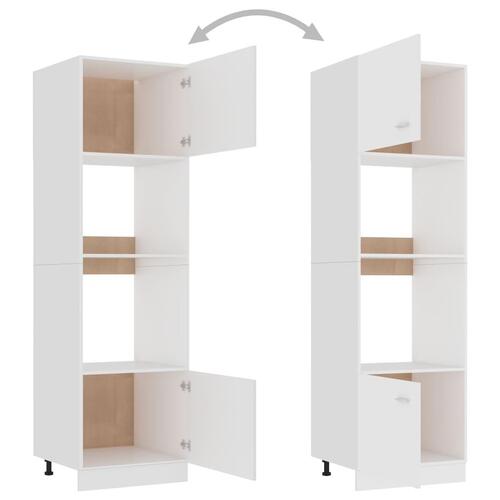 Køkkenskab til mikroovn 60x57x207 cm konstrueret træ hvid