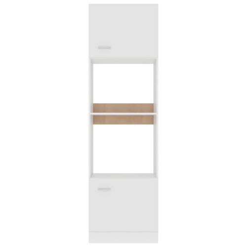 Køkkenskab til mikroovn 60x57x207 cm konstrueret træ hvid