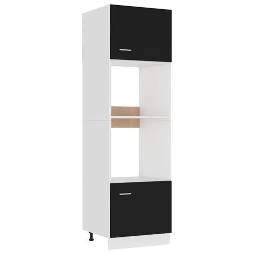 Køkkenskab til mikroovn 60x57x207 cm konstrueret træ sort