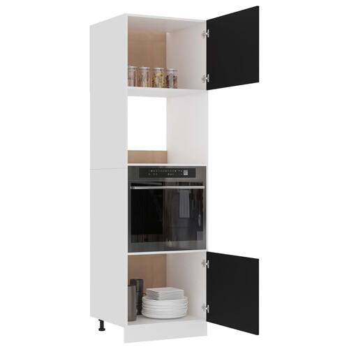 Køkkenskab til mikroovn 60x57x207 cm konstrueret træ sort