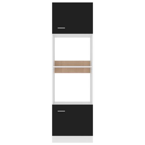 Køkkenskab til mikroovn 60x57x207 cm konstrueret træ sort