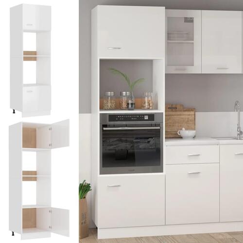 Skab til mikroovn 60x57x207 cm spånplade hvid højglans