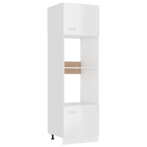 Skab til mikroovn 60x57x207 cm spånplade hvid højglans