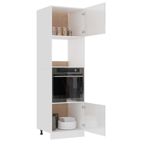 Skab til mikroovn 60x57x207 cm spånplade hvid højglans