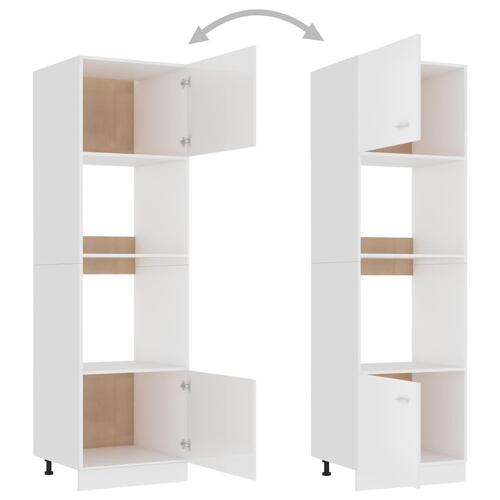Skab til mikroovn 60x57x207 cm spånplade hvid højglans