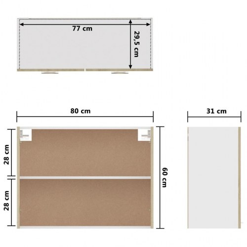 Vægskab 80x31x60 cm konstrueret træ sonoma-eg