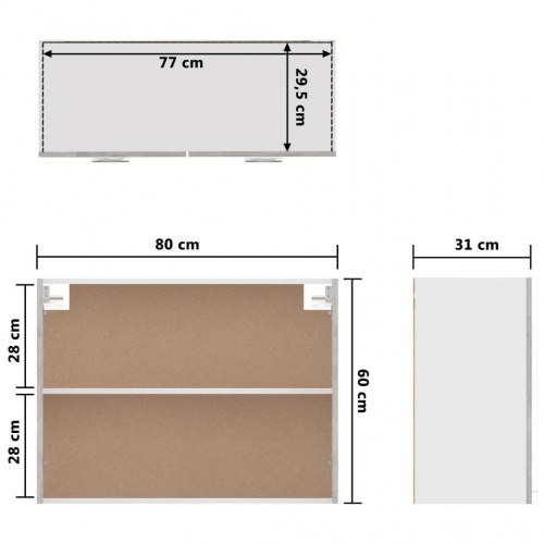 Vægskab 80x31x60 cm konstrueret træ betongrå