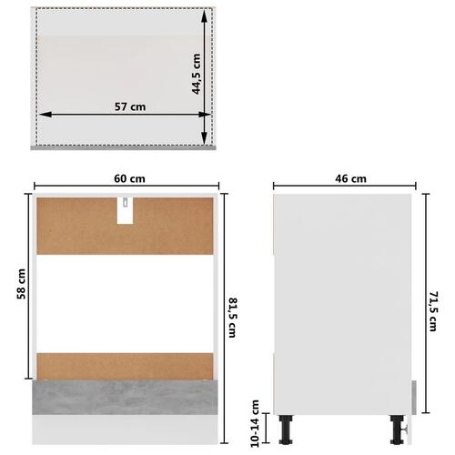 Ovnskab 60x46x81,5 cm konstrueret træ betongrå