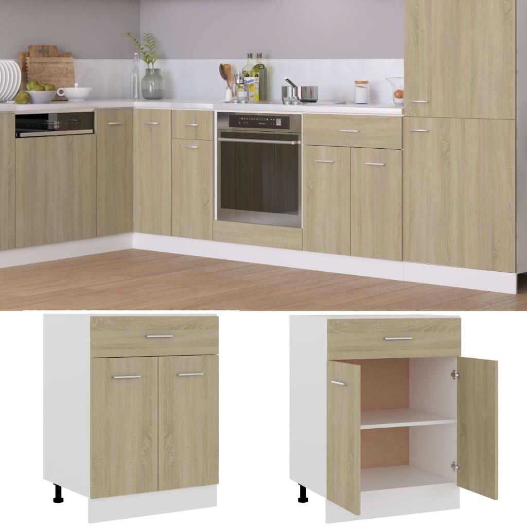 Underskab med skuffe 60x46x81,5 cm konstrueret træ sonoma-eg