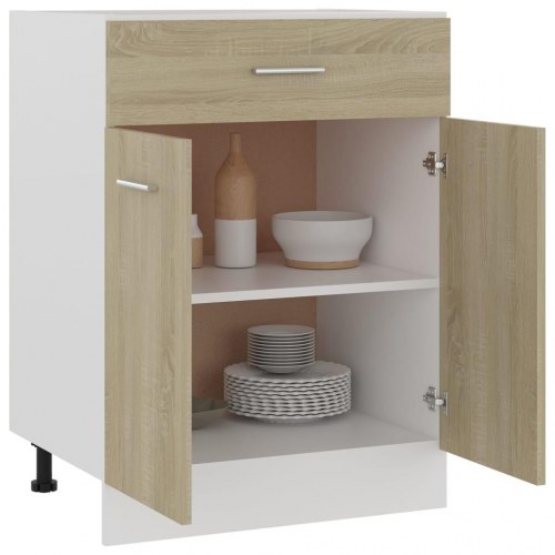 Underskab med skuffe 60x46x81,5 cm konstrueret træ sonoma-eg