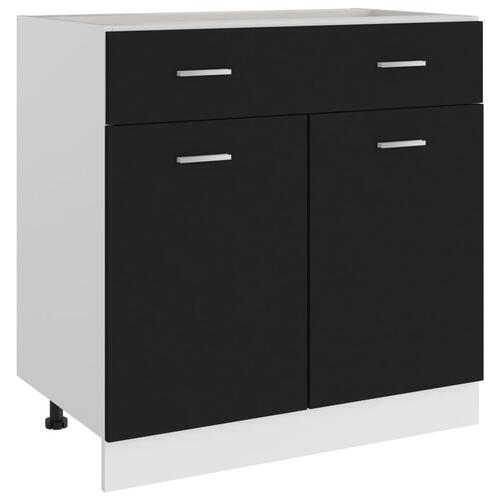 Skuffeunderskab 80x46x81,5 cm spånplade sort