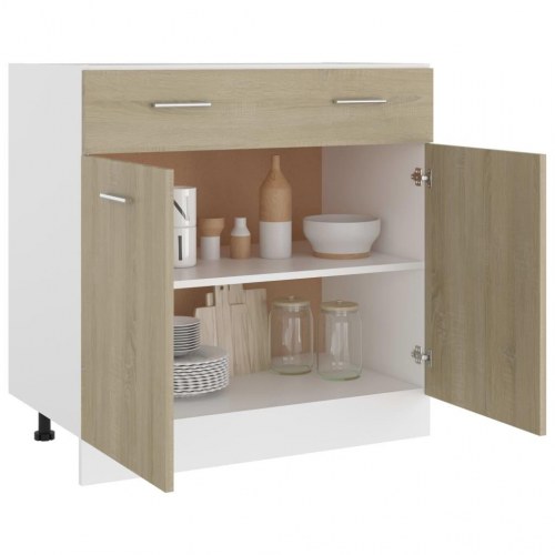 Underskab med skuffe 80x46x81,5 cm konstrueret træ sonoma-eg