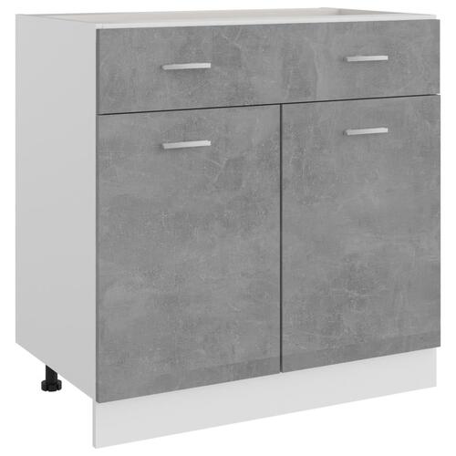 Underskab med skuffe 80x46x81,5 cm konstrueret træ betongrå
