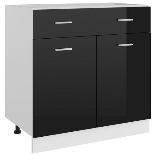 Skuffeunderskab 80x46x81,5 cm spånplade sort højglans
