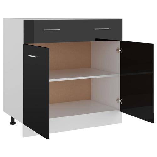 Skuffeunderskab 80x46x81,5 cm spånplade sort højglans