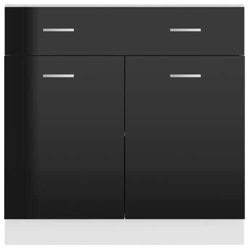 Skuffeunderskab 80x46x81,5 cm spånplade sort højglans