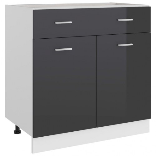 Skuffeunderskab Lyon 80x46x81,5 cm konstrueret træ grå højglans