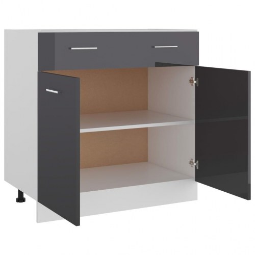 Skuffeunderskab Lyon 80x46x81,5 cm konstrueret træ grå højglans