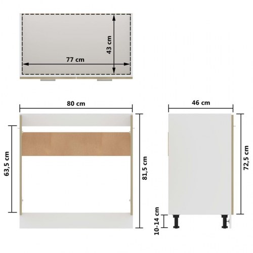 Skab 80x46x81,5 cm konstrueret træ sonoma-eg