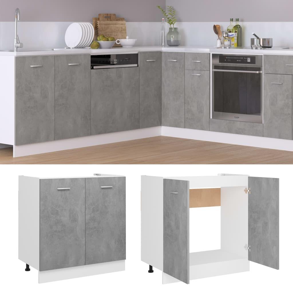Underskab til vask 80x46x81,5 cm konstrueret træ betongrå