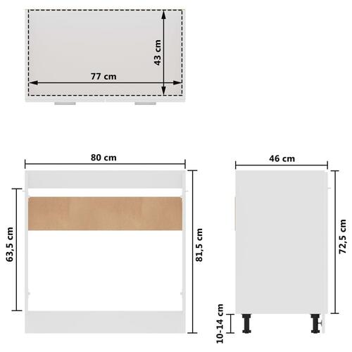 Underskab Lyon 80x46x81,5 cm konstrueret træ hvid højglans