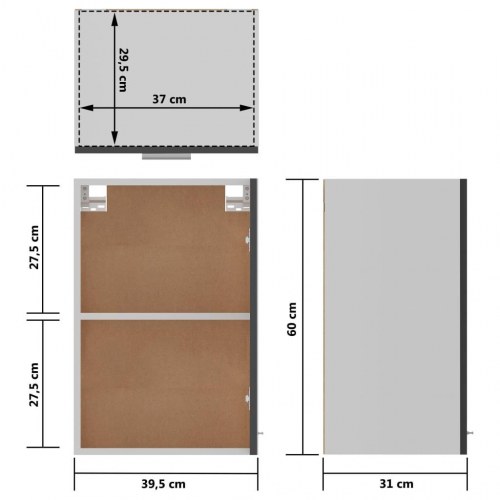 Vægskab Lyon 39,5x31x60 cm konstrueret træ hvid højglans