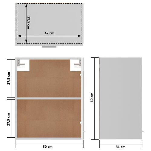 Vægskab 50x31x60 cm konstrueret træ hvid højglans