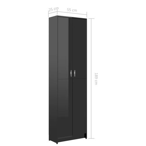 Garderobeskab 55x25x189 cm konstrueret træ sort højglans