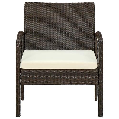 Havestol med hynde polyrattan brun