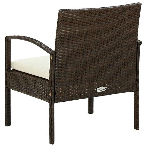 Havestol med hynde polyrattan brun