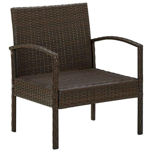 Havestol med hynde polyrattan brun