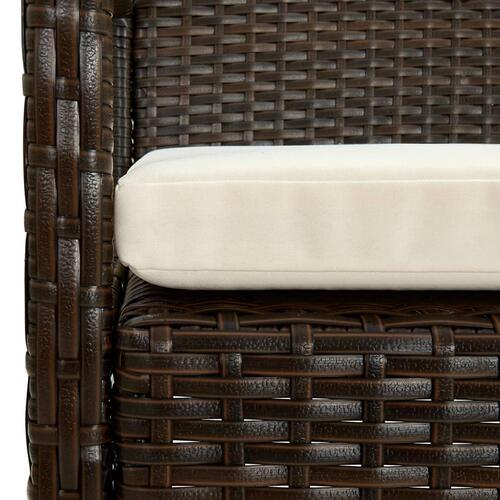 Havestol med hynde polyrattan brun