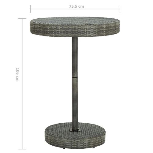 Havebord 75,5x106 cm polyrattan grå