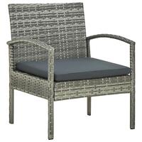 Havestol med hynde polyrattan grå