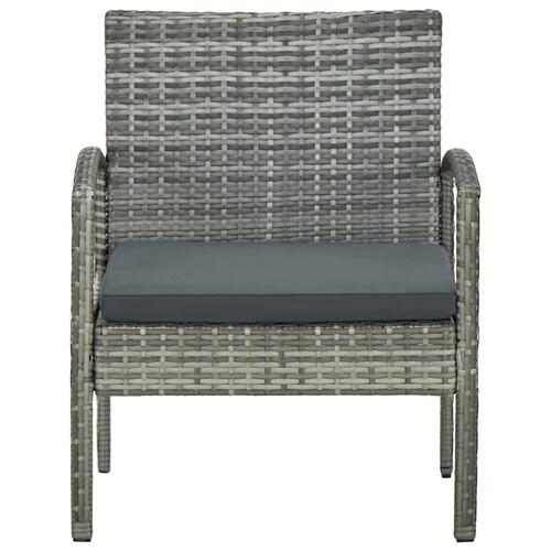Havestol med hynde polyrattan grå