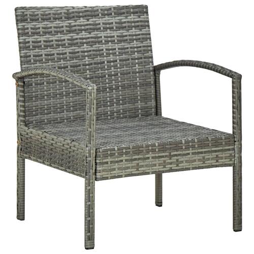 Havestol med hynde polyrattan grå