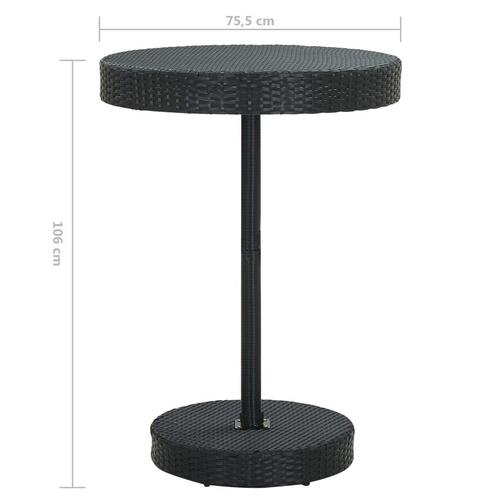 Havebord 75,5x106 cm polyrattan sort