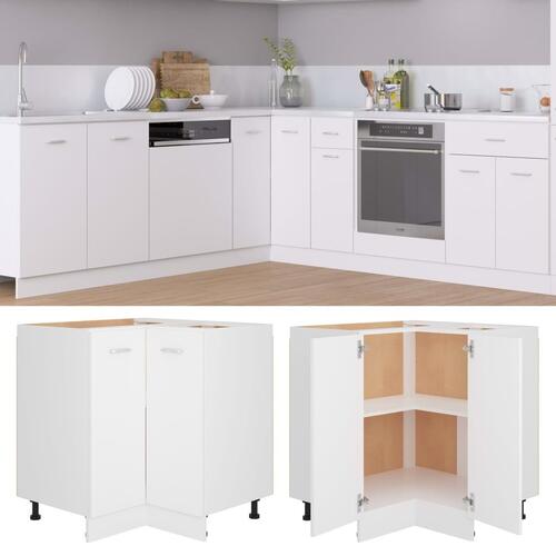 Hjørneunderskab 75,5x75,5x81,5 cm konstrueret træ hvid