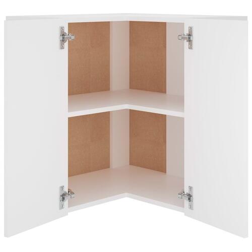 Væghængt hjørneskab Lyon 57x57x60 cm konstrueret træ hvid