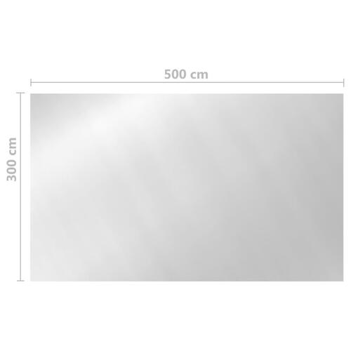 Rektangulært poolovertræk 500x300 cm PE sølvfarvet